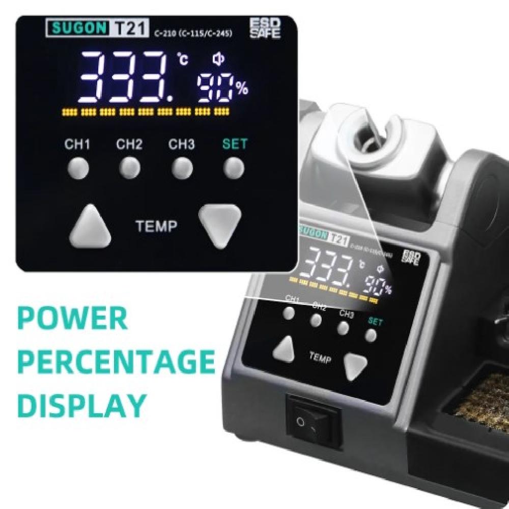 ESTACION DE SOLDADURA SUGON T21 GRIS TRAE UN MANERAL C245 CON CONTROL DE TEMPERATURA Y 3